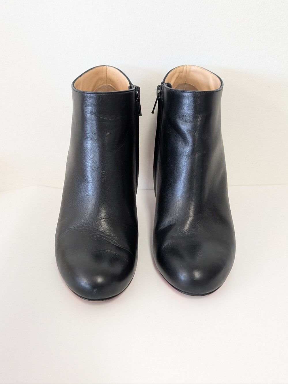 Christian Louboutin 85mm Belle Ankle Black Leather Boot Size 37.5 - Picture 2 of 8